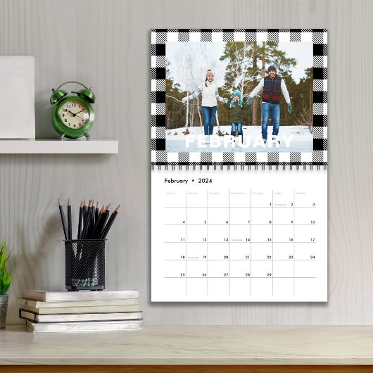 Calendrier Mois photo simples Motif couleur Buffalo Check