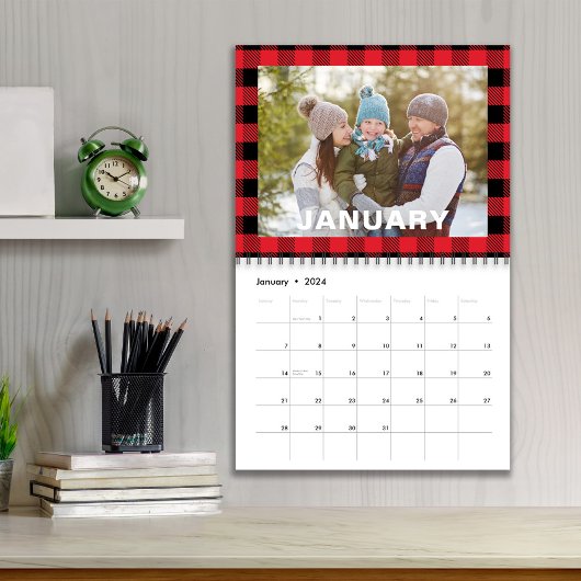Calendrier Mois photo simples Motif couleur Buffalo Check