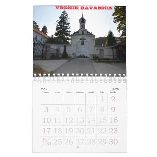 Calendrier monastères en Serbie (Mai 2026)
