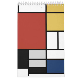 Calendrier Mondrian Peinture Rouge Plane Jaune Noir Gris Bleu