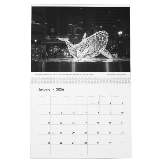 Calendrier monochrome 2023 d'Amy (Jan 2026)