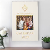 Calendrier Monogram in Crest Elegant Family Photo Ivory Gold