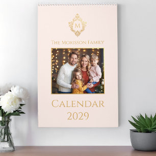 Calendrier Monogramme dans le blason Famille Photo Rose Or Vi