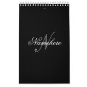 Calendrier Monogramme de nom noir et blanc personnalisé uniqu (Protection)