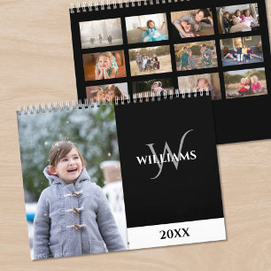 Calendrier Monogramme Moderne Photo Noir