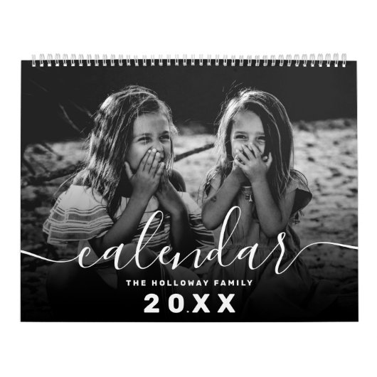 Calendrier Monogramme moderne votre famille 26 photo collage  (Protection)