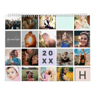 Calendrier Monogramme moderne votre famille 41 photo collage