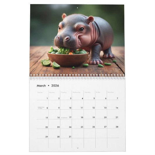 Calendrier Moo Deng (Mar 2026)
