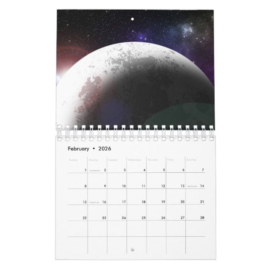 Calendrier Moon and space (Feb 2026)
