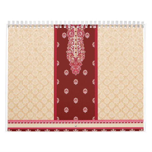 Calendrier moquette rouge et beige avec bordure rouge (Protection)