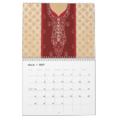 Calendrier moquette rouge et beige avec bordure rouge (Mar 2027)