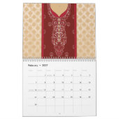 Calendrier moquette rouge et beige avec bordure rouge (Feb 2027)
