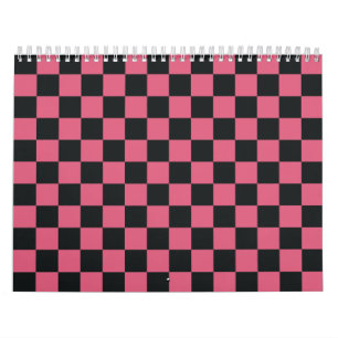 Calendrier Motif à carreaux rose et noir Damier Vérificateur