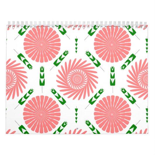 Calendrier motif à fleurs roses (Protection)