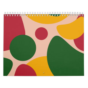 Calendrier Motif Abstrait Rétro Géométrique Gras 