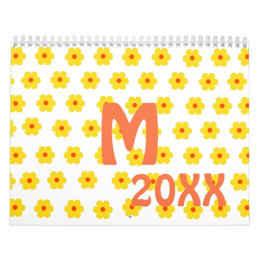 Calendrier Motif botanique fleuri jaune (Protection)