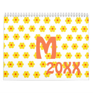 Calendrier Motif botanique fleuri jaune