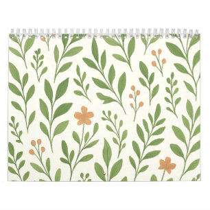 Calendrier Motif botanique minimaliste avec feuilles vertes