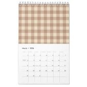 Calendrier Motif Brown et blanc En vichy (Mar 2026)