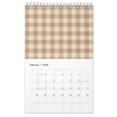 Calendrier Motif Brown et blanc En vichy (Feb 2026)
