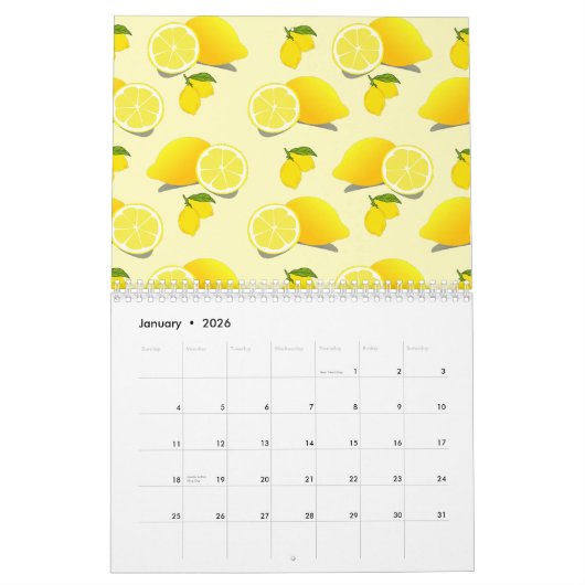 Calendrier Motif citron jaune (Jan 2026)