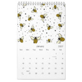 Calendrier motif d'abeille 2026 (Jan 2027)