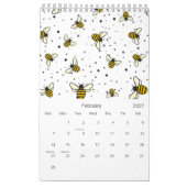 Calendrier motif d'abeille 2026 (Feb 2027)