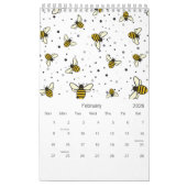 Calendrier motif d'abeille 2026 (Feb 2026)