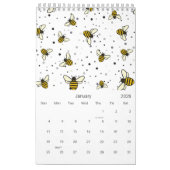 Calendrier motif d'abeille 2026 (Jan 2026)