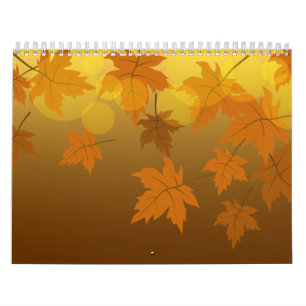 Calendrier Motif d'automne avec feuilles d'érable en chute et