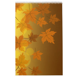 Calendrier Motif d'automne avec feuilles d'érable en chute et