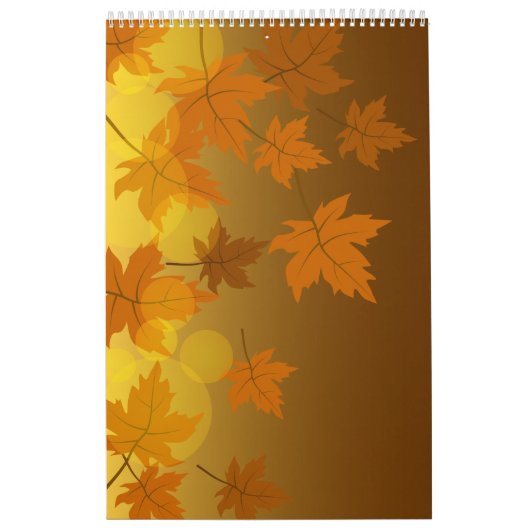 Calendrier Motif d'automne avec feuilles d'érable en chute et (Protection)