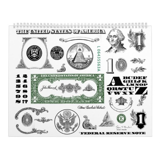 Calendrier Motif de billet d'un dollar (Protection)