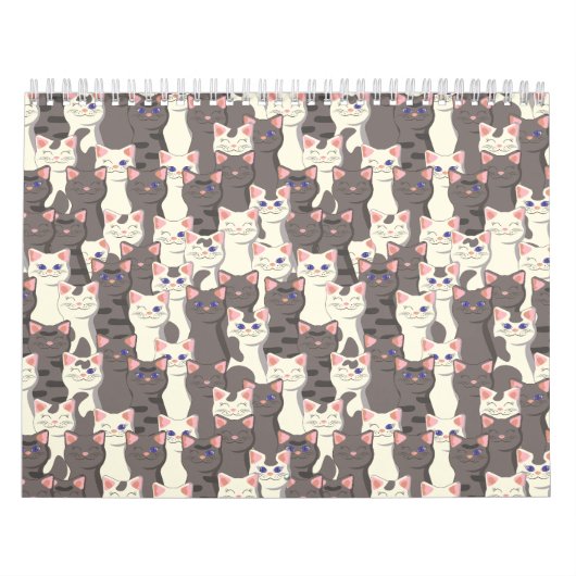 Calendrier Motif de chats blancs et gris (Protection)