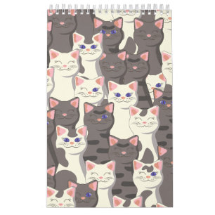 Calendrier Motif de chats blancs et gris
