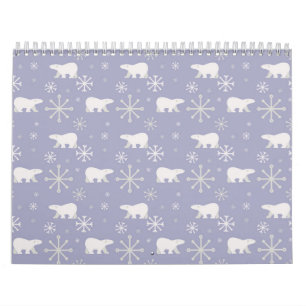 Calendrier Motif de Noël avec ours polaires et flocons de nei