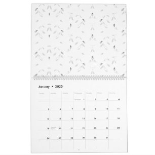 Calendrier Motif décoratif blanc et gris