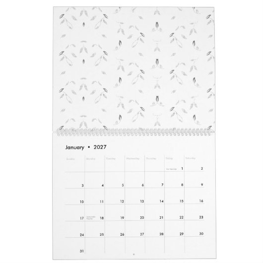 Calendrier Motif décoratif blanc et gris (Jan 2027)