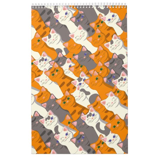 Calendrier Motif en diagonale du chat noir blanc gingembre (Protection)