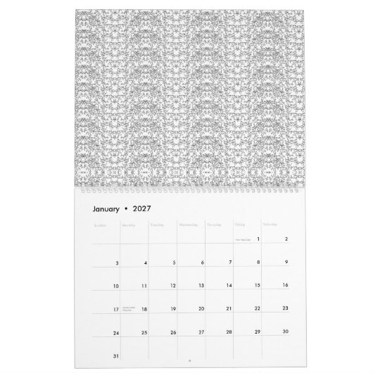 Calendrier Motif en V extensible gris clair sur un b blanc (Jan 2027)