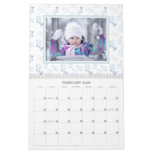 Calendrier Motif floral Mois sur mesure Pastel (Feb 2026)