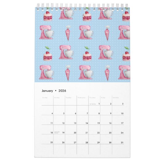 Calendrier Motif floral vert sans joint (Jan 2026)