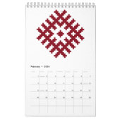 Calendrier Motif folklorique de Lettonie balte (Feb 2026)