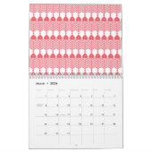 Calendrier Motif géométrique rouge et rose avec interlo (Mar 2026)