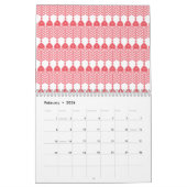 Calendrier Motif géométrique rouge et rose avec interlo (Feb 2026)