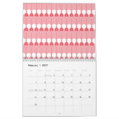 Calendrier Motif géométrique rouge et rose avec interlo (Feb 2027)