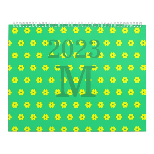 Calendrier Motif marguerite moderne fleurs vertes (Protection)