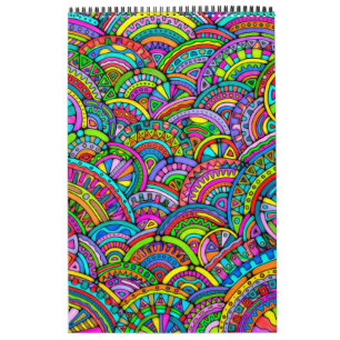 Calendrier Motif Peint À La Main Et Numériquement Art 27