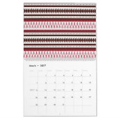 Calendrier motif rayé rouge et blanc (Mar 2027)
