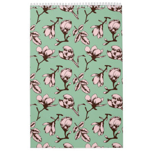 Calendrier Motif sans couture avec bourgeons floraux des arbr